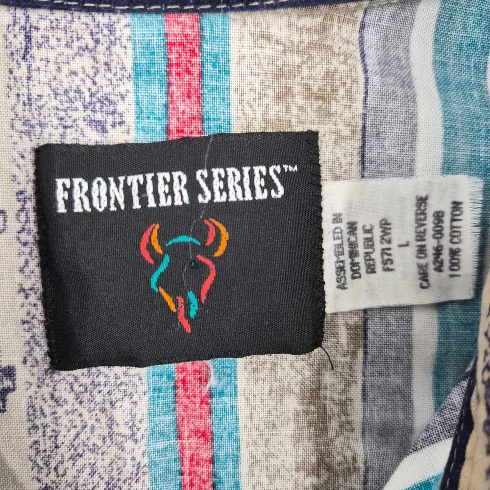 Frontier Series Mens Geometric Stripe Button‎ Down Shirt Large Cotton